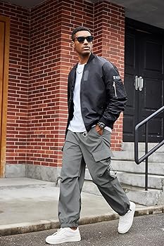 COOFANDY Men's Cargo Pants Elastic Waist Drawstring Tapered Pants